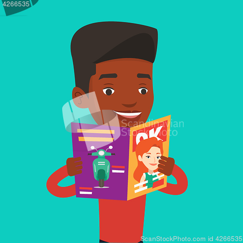 Image of Man reading magazine vector illustration.