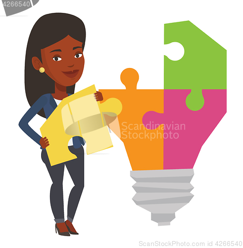 Image of Student with light bulb vector illustration.