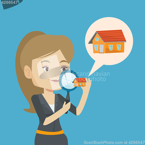Image of Woman looking for house vector illustration.
