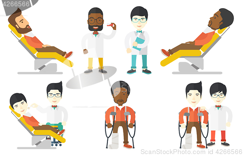 Image of Vector set of doctor characters and patients.