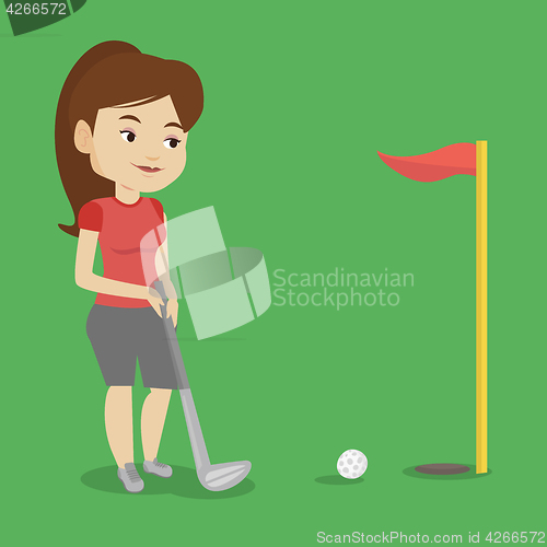 Image of Golfer hitting the ball vector illustration.