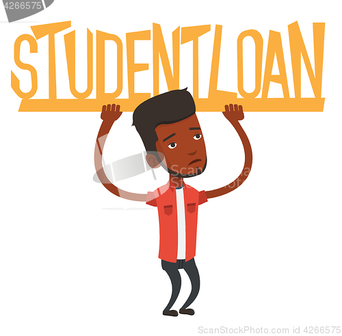 Image of Man holding sign of student loan.