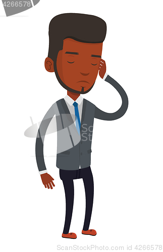 Image of Young businessman thinking vector illustration.