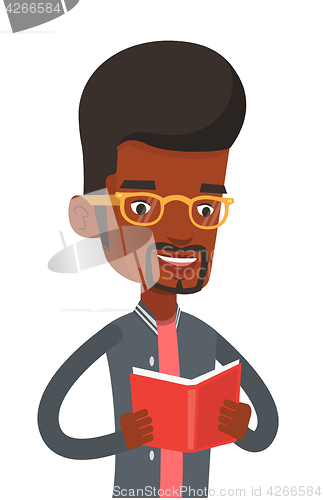 Image of Student reading book vector illustration.