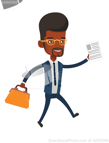 Image of Happy businessman running vector illustration.