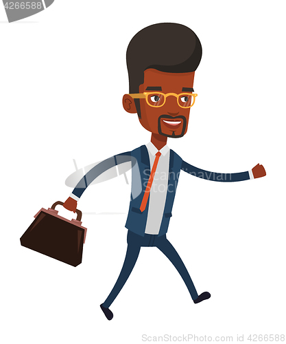 Image of Happy businessman running vector illustration.