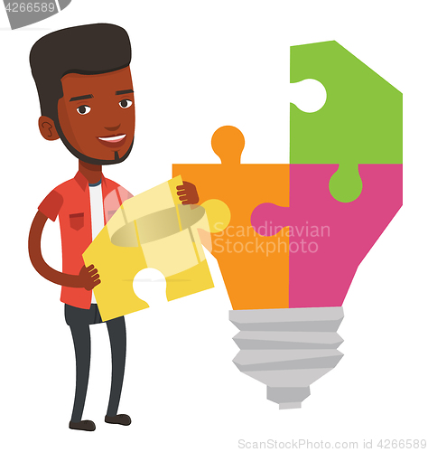 Image of Student with light bulb vector illustration.