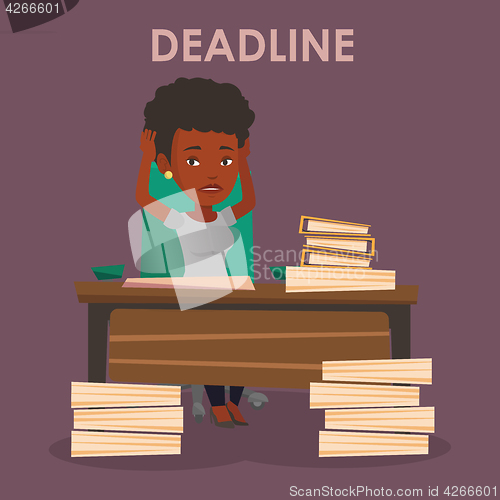 Image of Business woman having problem with deadline.