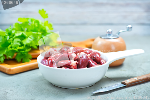 Image of raw chicken hearts