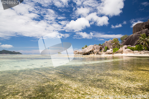 Image of island beach in indian ocean on seychelles