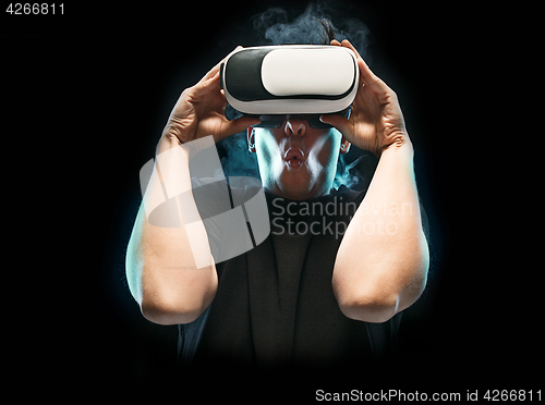 Image of The man with glasses of virtual reality. Future technology concept.
