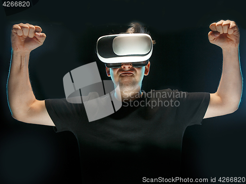 Image of The man with glasses of virtual reality. Future technology concept.