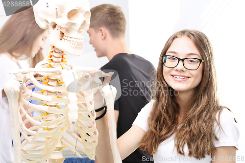 Image of Teenagers on biology lesson