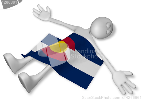 Image of dead cartoon guy and flag of colorado - 3d illustration