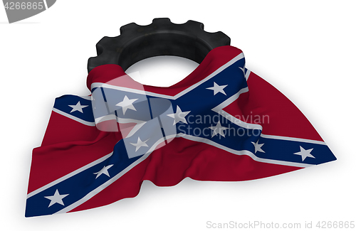 Image of gear wheel and flag of the Confederate States of America - 3d rendering