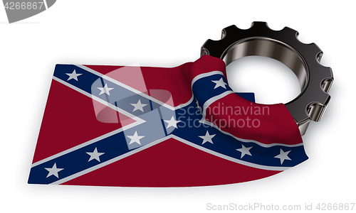 Image of gear wheel and flag of the Confederate States of America - 3d rendering