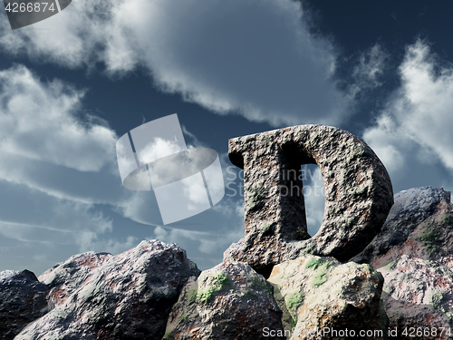 Image of letter d rock under blue sky - 3d illustration