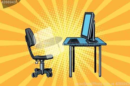 Image of computer workstation and chair