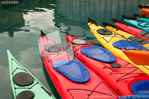 Image of Kayaks in Multiple Color Float Marine Harbor