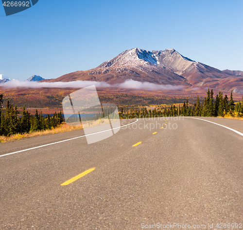 Image of Highway Curve Wilderness Road Alska Mountain Landscape