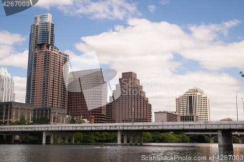 Image of Near perfect vertical compositon of the riverfront and Austin Te