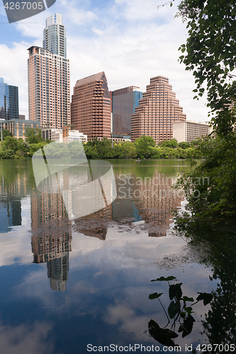 Image of Smooth Reflection Austin Texas Downtown City Skyline Colorado Ri