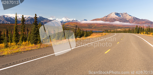 Image of Highway Curve Wilderness Road Alska Mountain Landscape