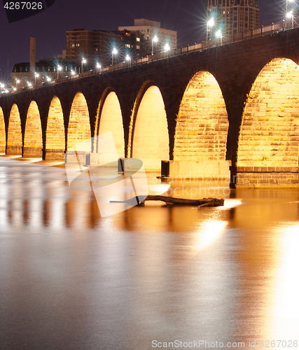 Image of Stone Arch Bridge St Paul Minnesota Mississippi River Night