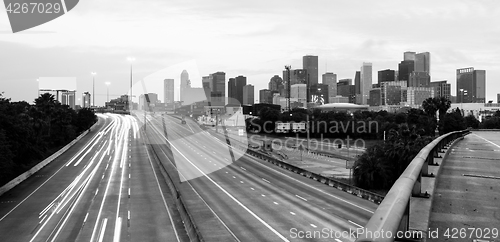 Image of Road Seem to Converge Downtown City Skyline Houston Texas