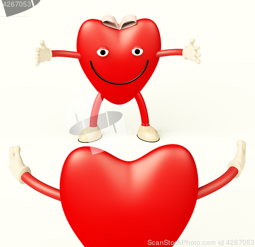 Image of Heart Cartoon Showing Love And Romance For Valentines