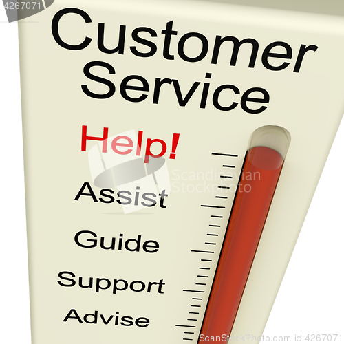 Image of Customer Service Help Meter Shows Assistance Guidance And Suppor