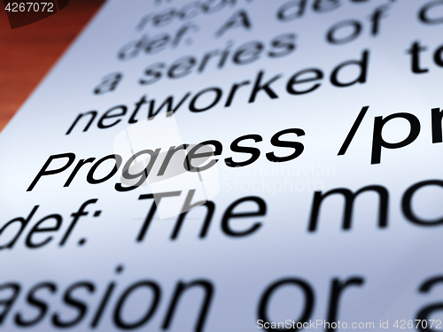 Image of Progress Definition Closeup Showing  Development