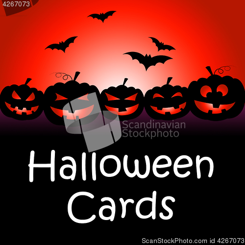 Image of Halloween Cards Means Trick Or Treat And Celebration