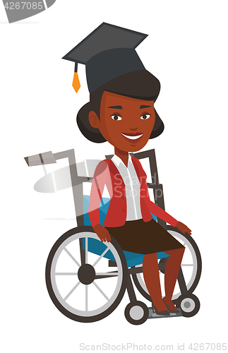 Image of Graduate sitting in wheelchair vector illustration
