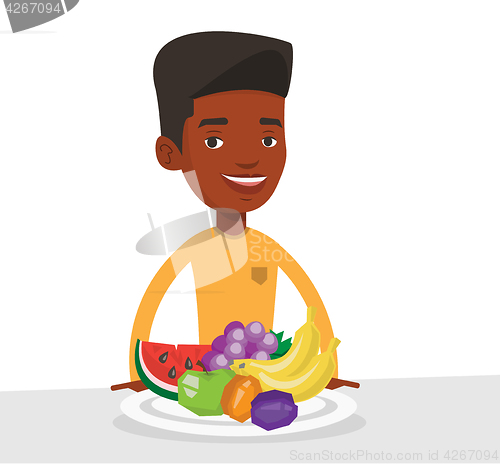 Image of Man with fresh fruits vector illustration.