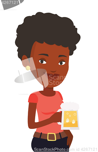 Image of Woman drinking beer vector illustration.