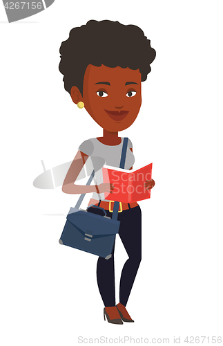 Image of Student reading book vector illustration.
