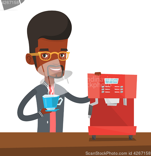 Image of Man making coffee vector illustration.