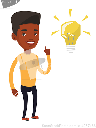 Image of Student pointing at light bulb vector illustration