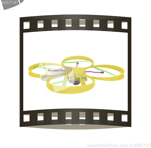 Image of Drone, quadrocopter, with photo camera flying. 3d render. The fi