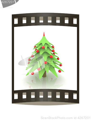 Image of Christmas tree. 3d illustration. The film strip