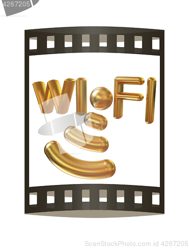 Image of Gold wifi iconl. 3d illustration. The film strip