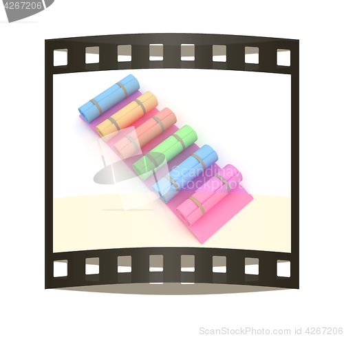 Image of karemats. 3D illustration. The film strip