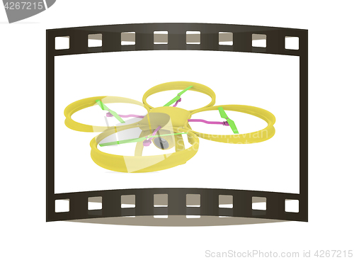 Image of Drone, quadrocopter, with photo camera flying. 3d render. The fi