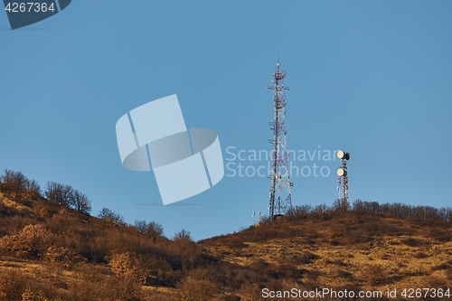 Image of Transmitter towers on a hill