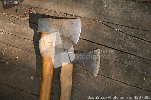 Image of Two Axes on the ground