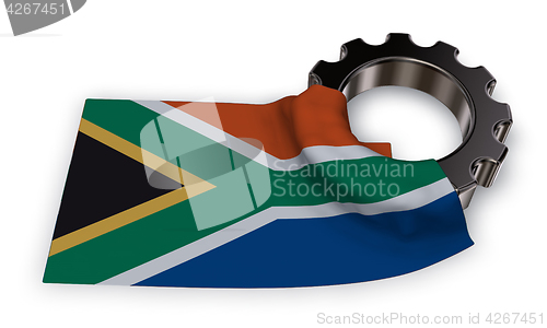 Image of gear wheel and flag of south africa - 3d rendering