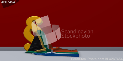 Image of paragraph symbol and flag of south africa - 3d rendering