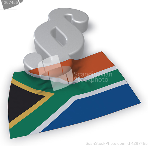 Image of paragraph symbol and flag of south africa - 3d rendering