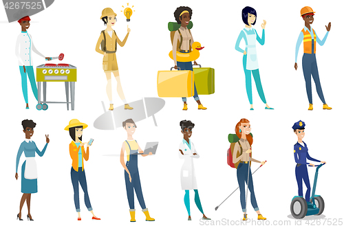 Image of Professional women vector illustrations set.